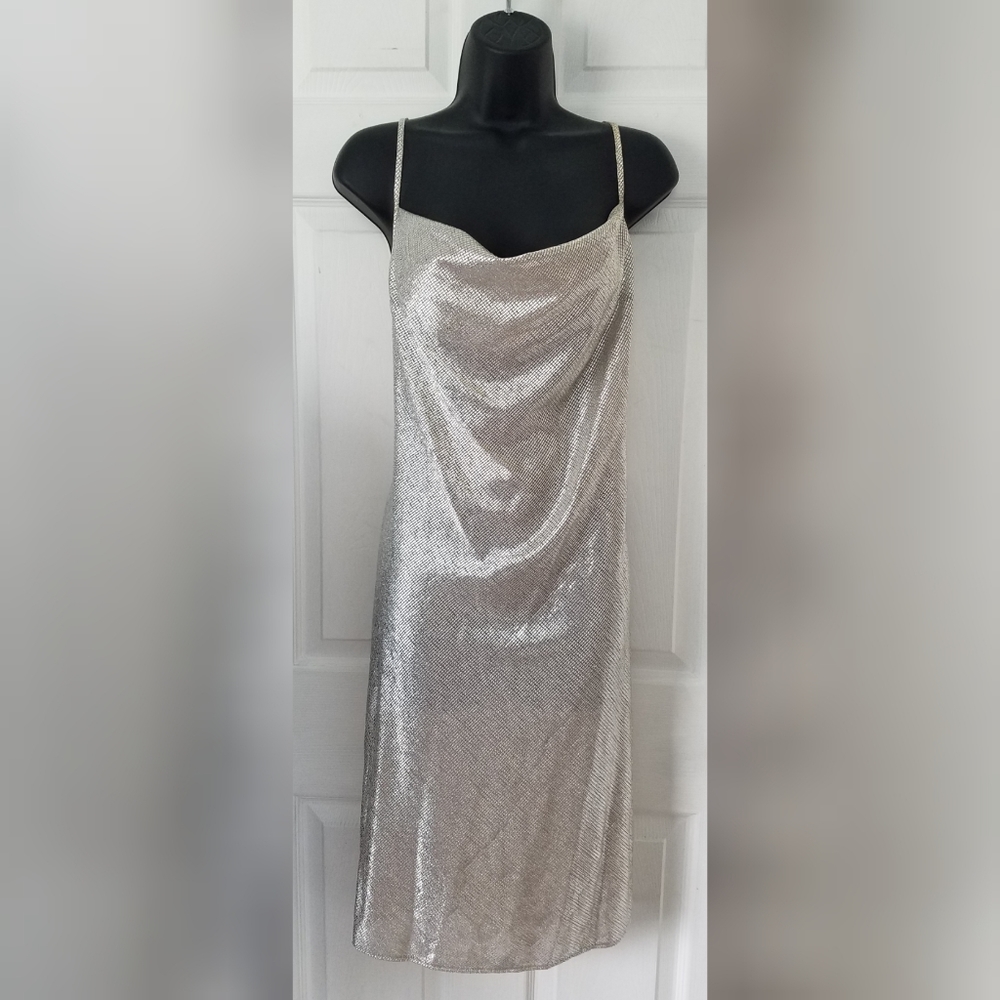 VS Dream Angels Silver Lamé Slip Dress
